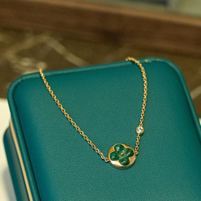 [Kincade Jewelrys]SUN MALACHITE 1 DIAMOND PINK GOLD BRACELET