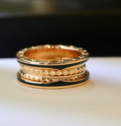 [Kincade Jewelrys]ZERO 1 PINK GOLD BLACK CERAMIC RING