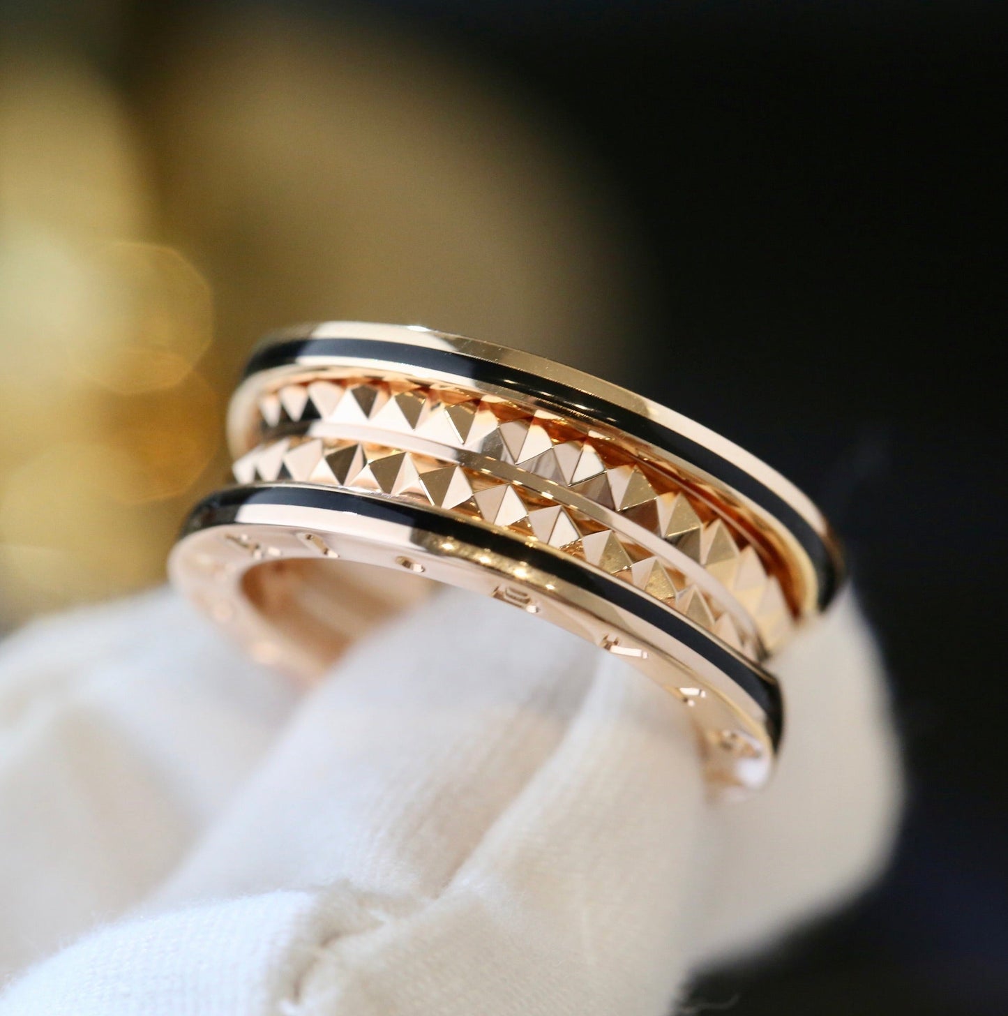 [Kincade Jewelrys]ZERO 1 PINK GOLD BLACK CERAMIC RING