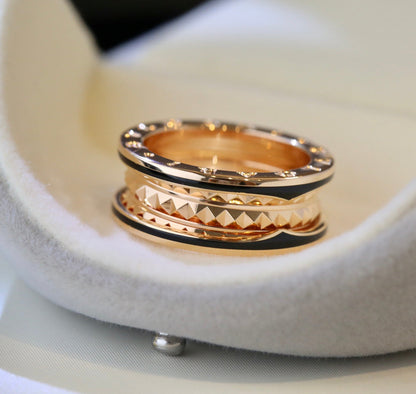 [Kincade Jewelrys]ZERO 1 PINK GOLD BLACK CERAMIC RING