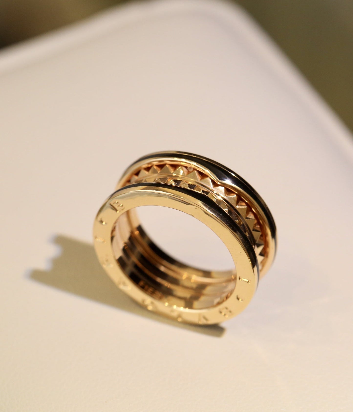 [Kincade Jewelrys]ZERO 1 PINK GOLD BLACK CERAMIC RING
