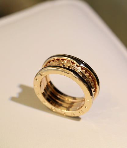 [Kincade Jewelrys]ZERO 1 PINK GOLD BLACK CERAMIC RING