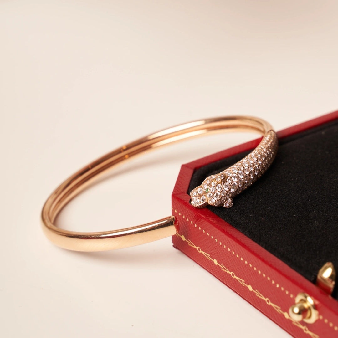 [Kincade Jewelrys]PANTHERE ROSE GOLD DIAMOND OPEN BRACELET