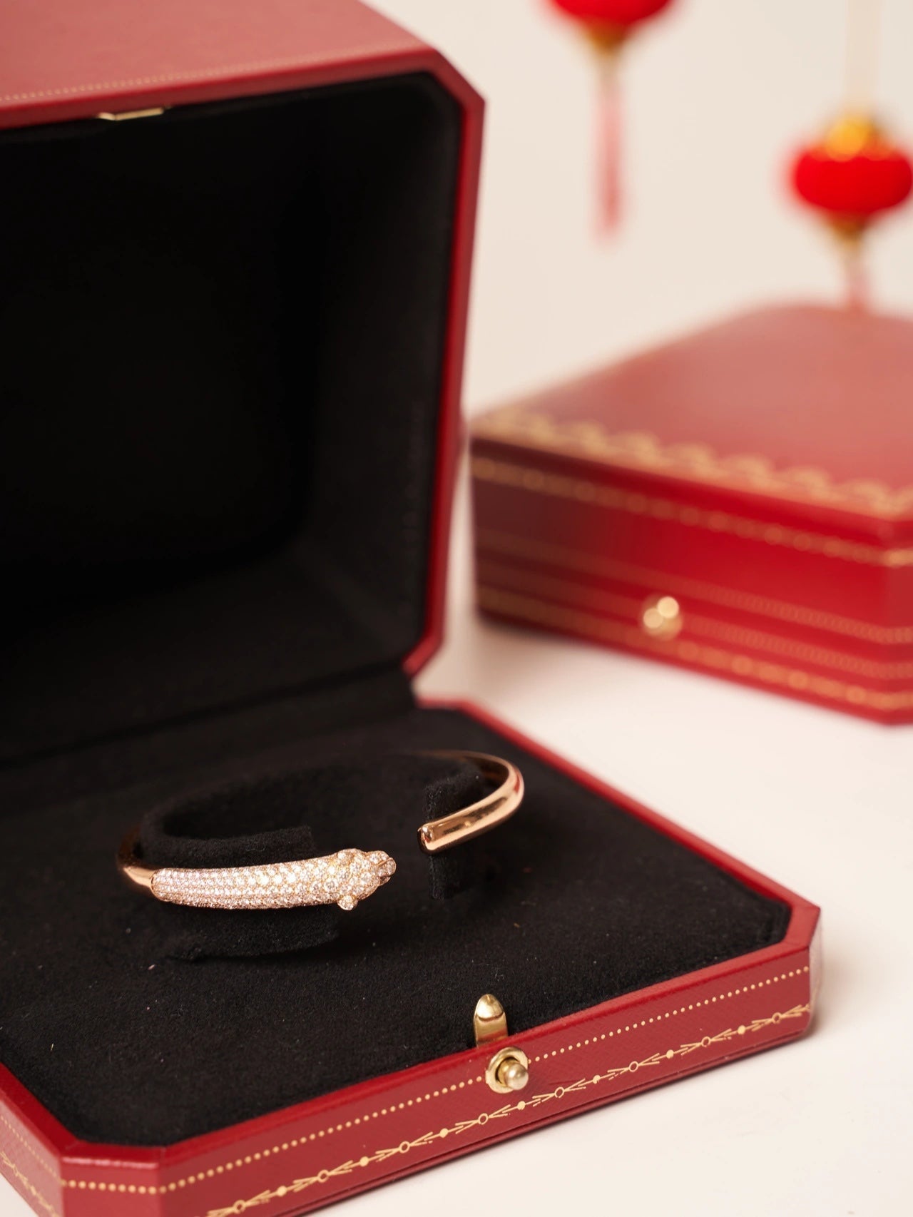 [Kincade Jewelrys]PANTHERE ROSE GOLD DIAMOND OPEN BRACELET