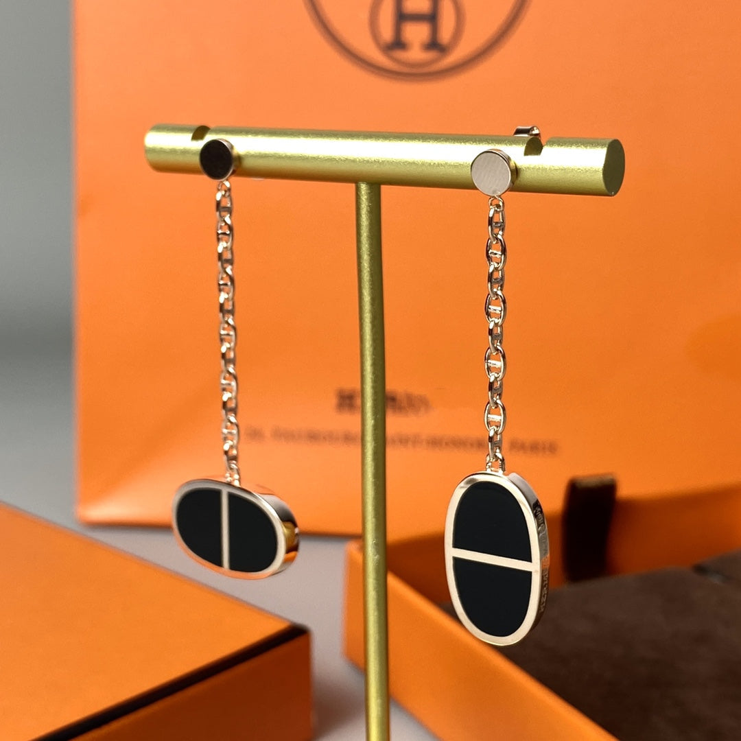 [Kincade Jewelrys]CHAINE VERSO BLACK CERAMIC EARRINGS