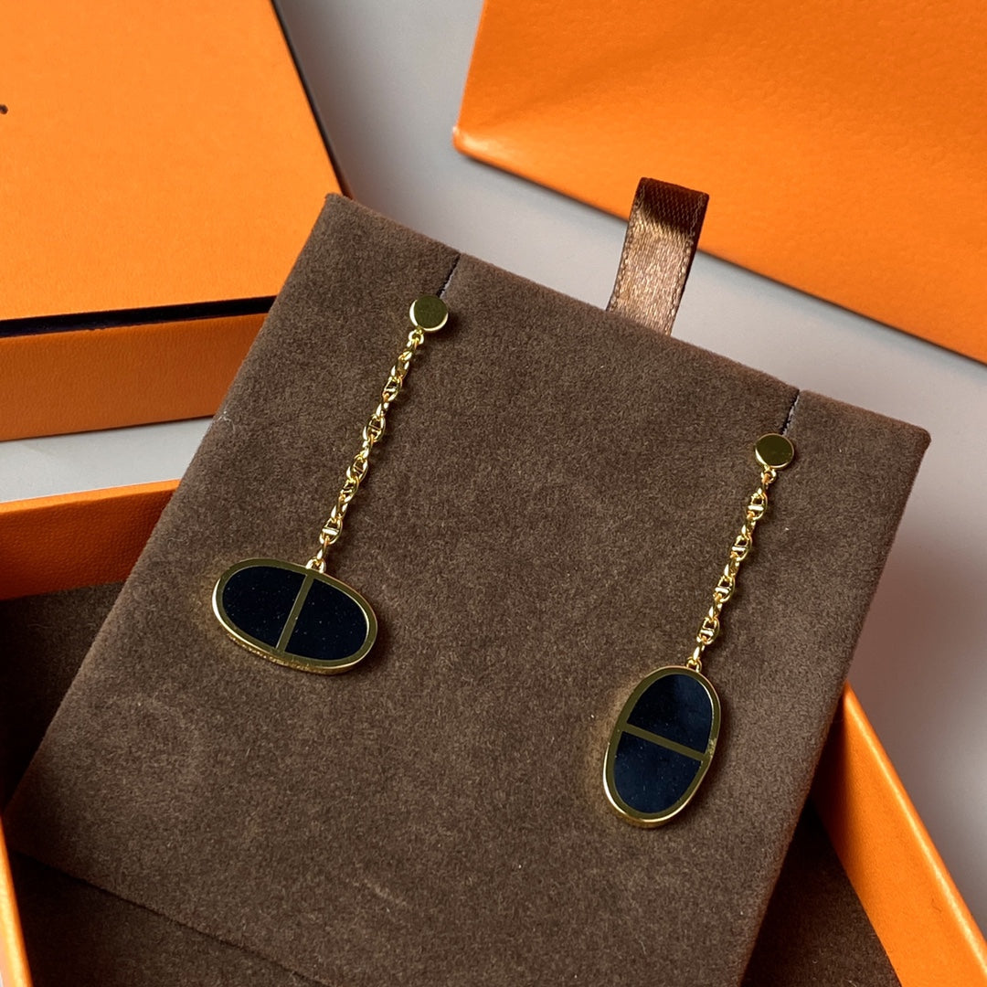 [Kincade Jewelrys]CHAINE VERSO BLACK CERAMIC EARRINGS