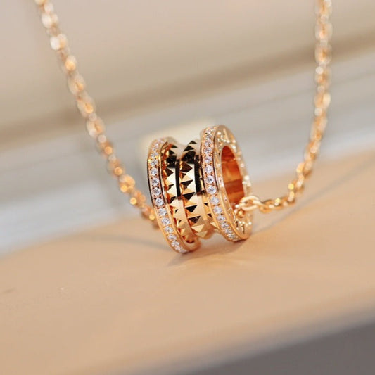 [Kincade Jewelrys]ZERO 1 ROCK PEDANT PINK GOLD NECKLACE