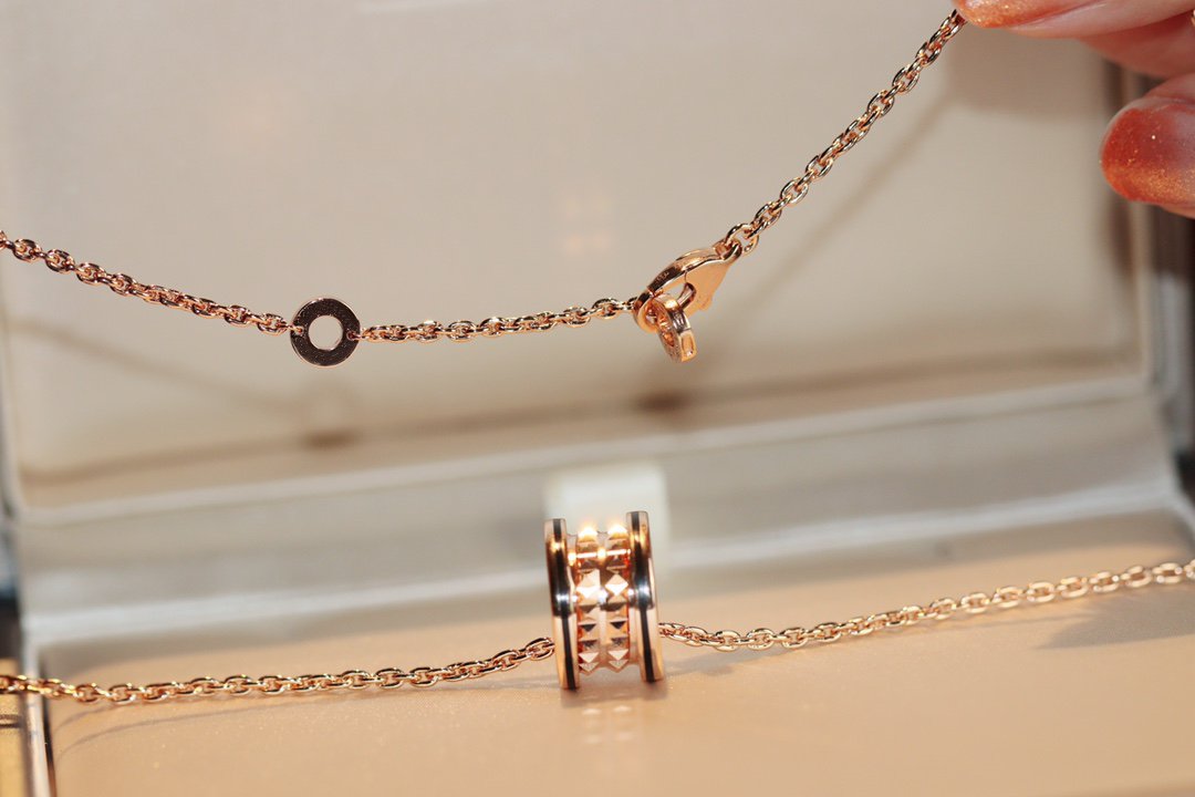 [Kincade Jewelrys]ZERO 1 ROCK PEDANT PINK GOLD BLACK NECKLACE