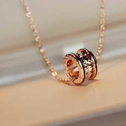 [Kincade Jewelrys]ZERO 1 ROCK PEDANT PINK GOLD BLACK NECKLACE