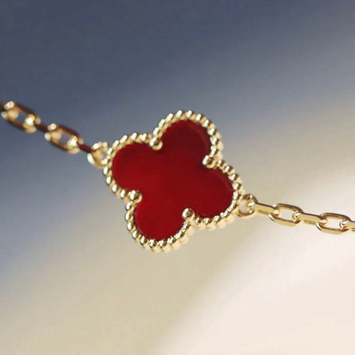 [Kincade Jewelrys]CLOVER 20 MOTIFS CARNELIAN NECKLACE