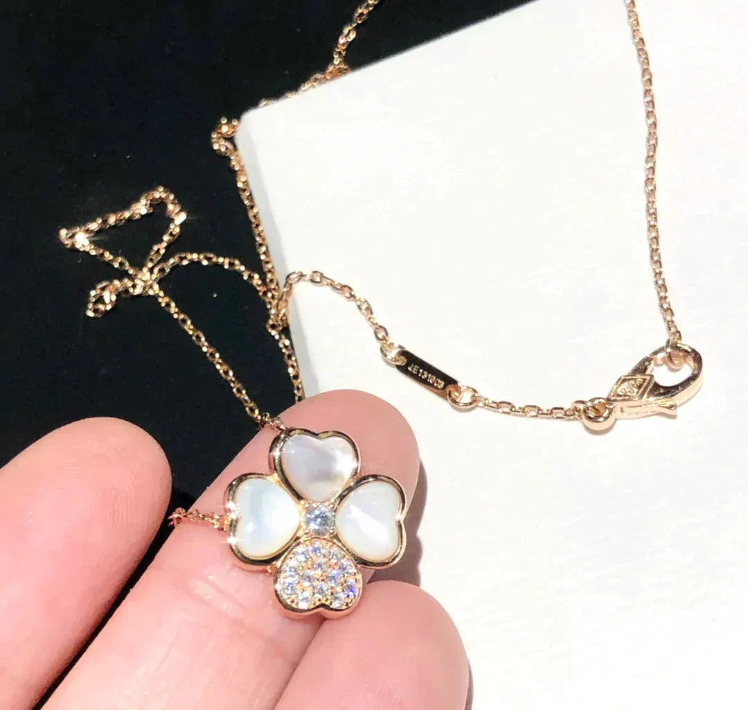 [Kincade Jewelrys]CLOVER MOP DIAMOND ROSE GOLD NECKLACE