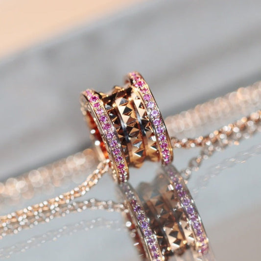 [Kincade Jewelrys]ZERO 1 ROCK PINK GOLD PINK DIAMOND NECKLACE