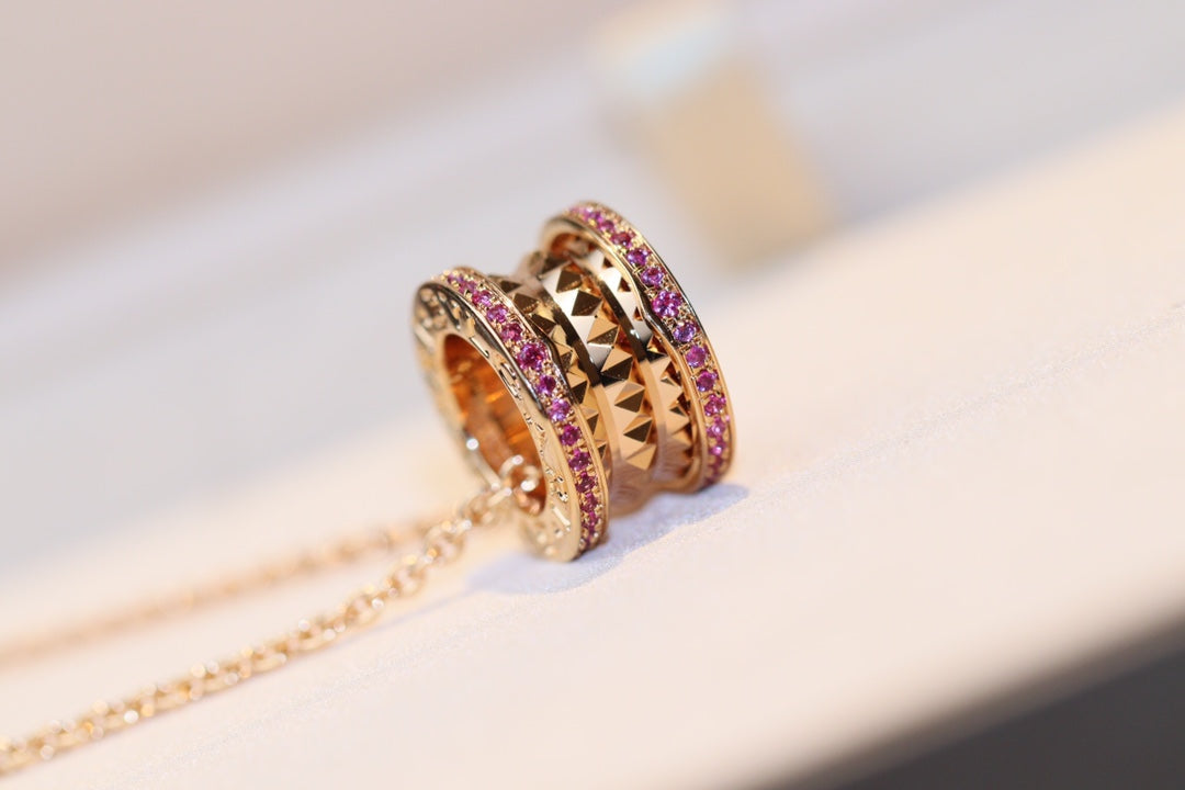[Kincade Jewelrys]ZERO 1 ROCK PINK GOLD PINK DIAMOND NECKLACE