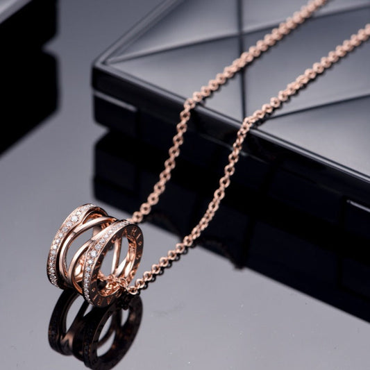 [Kincade Jewelrys]ZERO 1 PINK GOLD DIAMOND OPEN NECKLACE