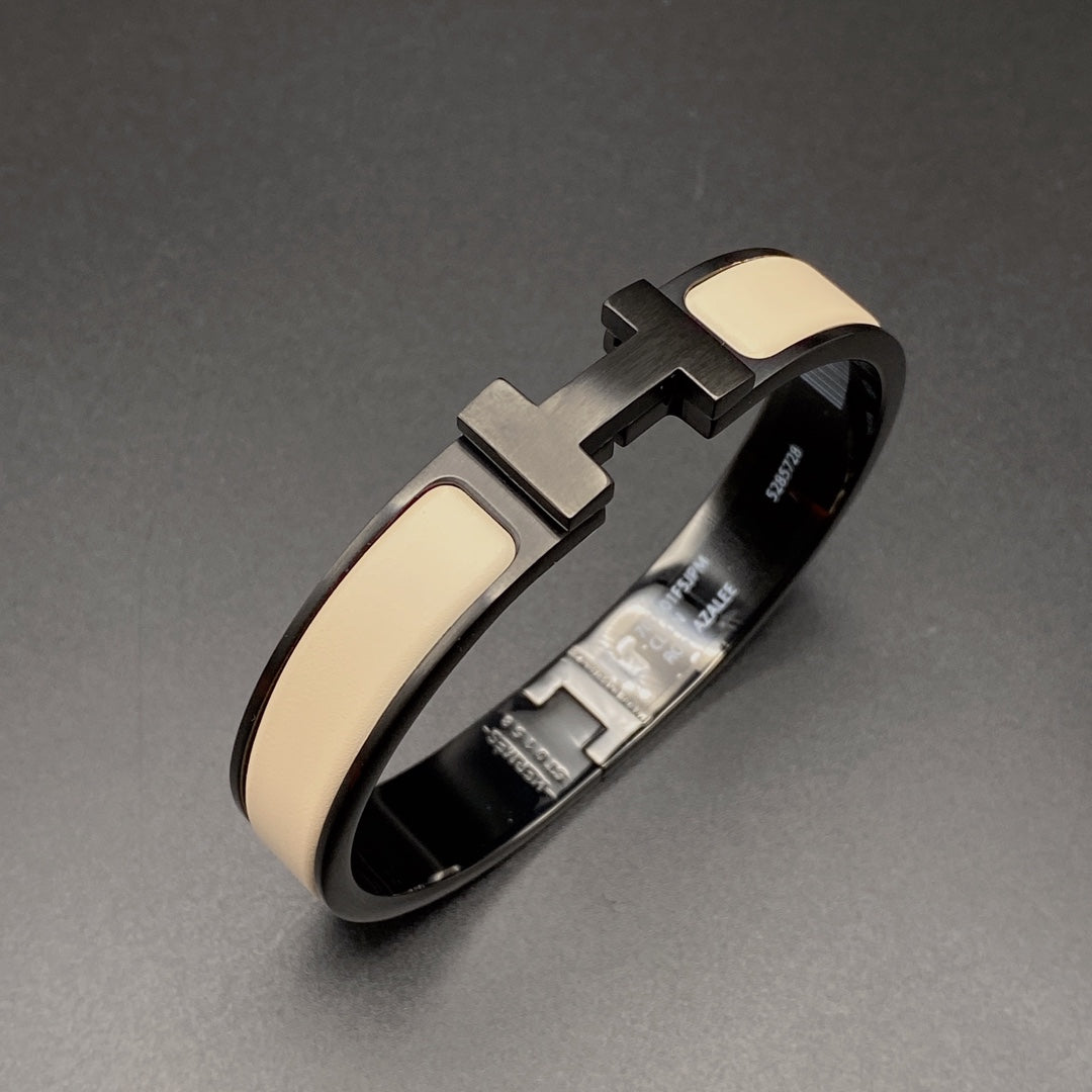 [Kincade Jewelrys] Bracelet H 12 mm en céramique noire et beige