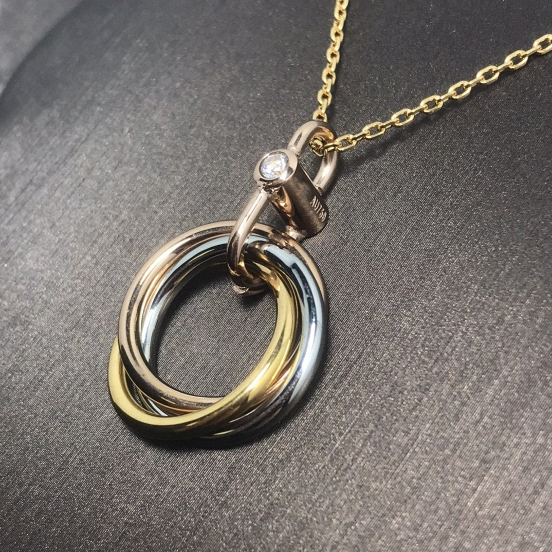 [Kincade Jewelrys]TRINITY SILVER GOLD PINK GOLD NECKLACE
