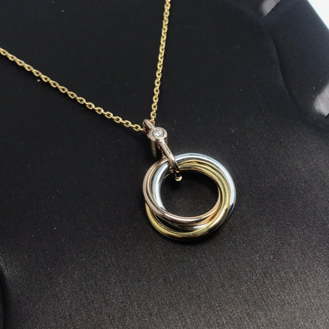 [Kincade Jewelrys]TRINITY SILVER GOLD PINK GOLD NECKLACE