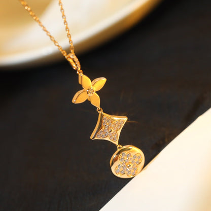 [Kincade Jewelrys]STAR AND SUN DIAMOND PINK GOLD NECKLACE