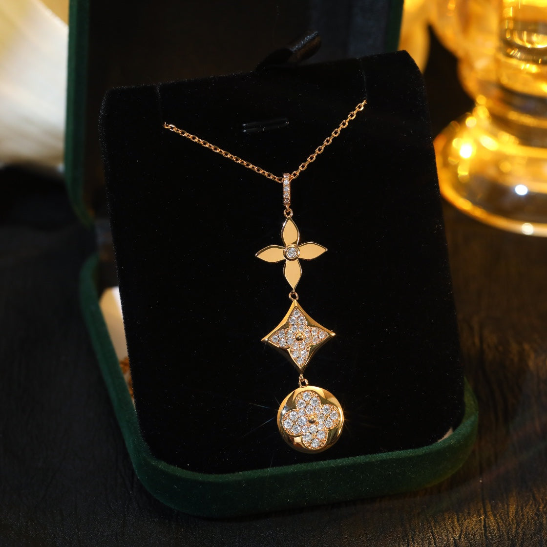 [Kincade Jewelrys]STAR AND SUN DIAMOND PINK GOLD NECKLACE