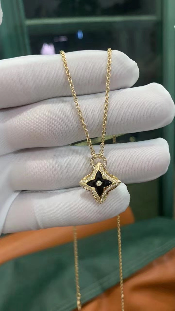 [Kincade Jewelrys]STAR PEDANT PINK GOLD DIAMOND NECKLACE