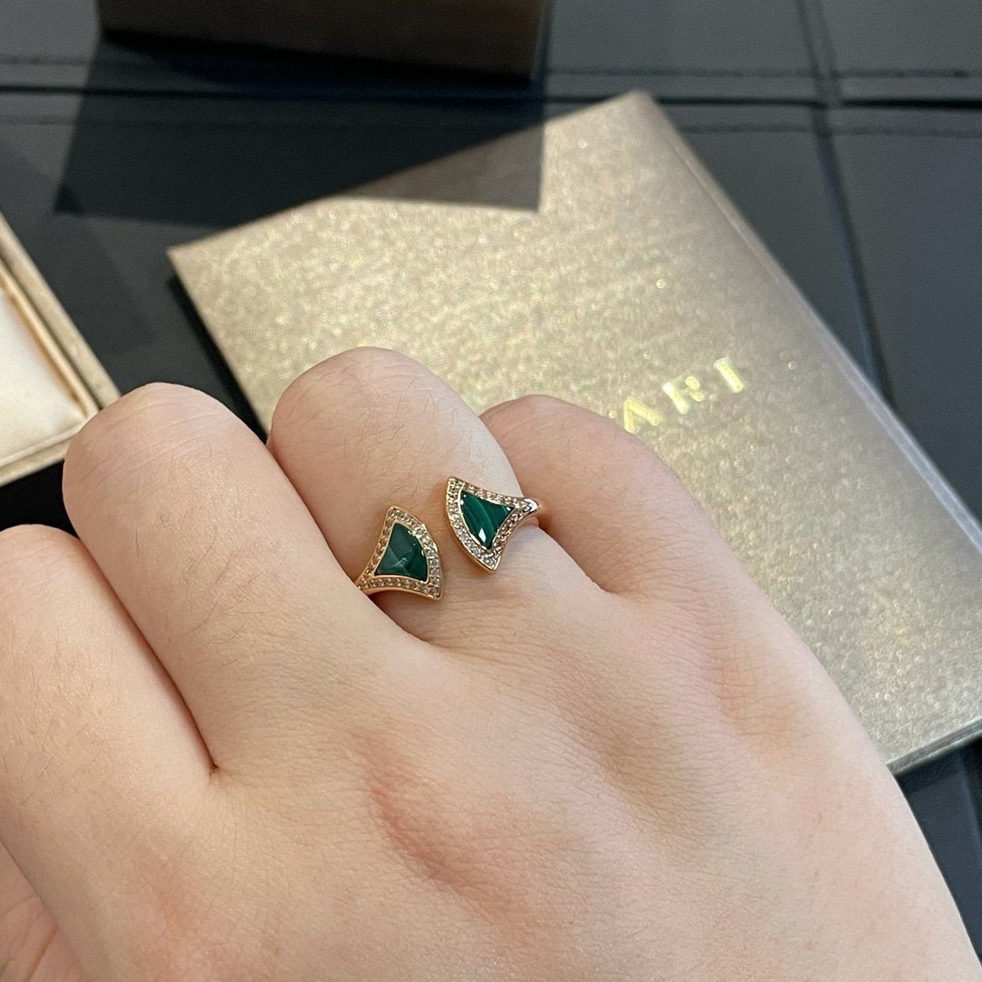 [Kincade Jewelrys]DREAM MALACHITE DIAMOND OPEN RING