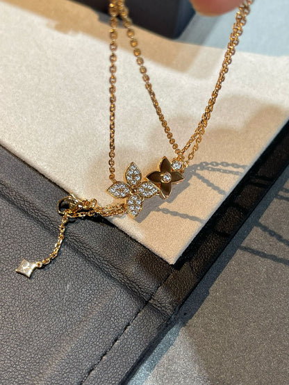 [Kincade Jewelrys]STAR BLOSSOM NECKLACE PINK GOLD DIAMONDS