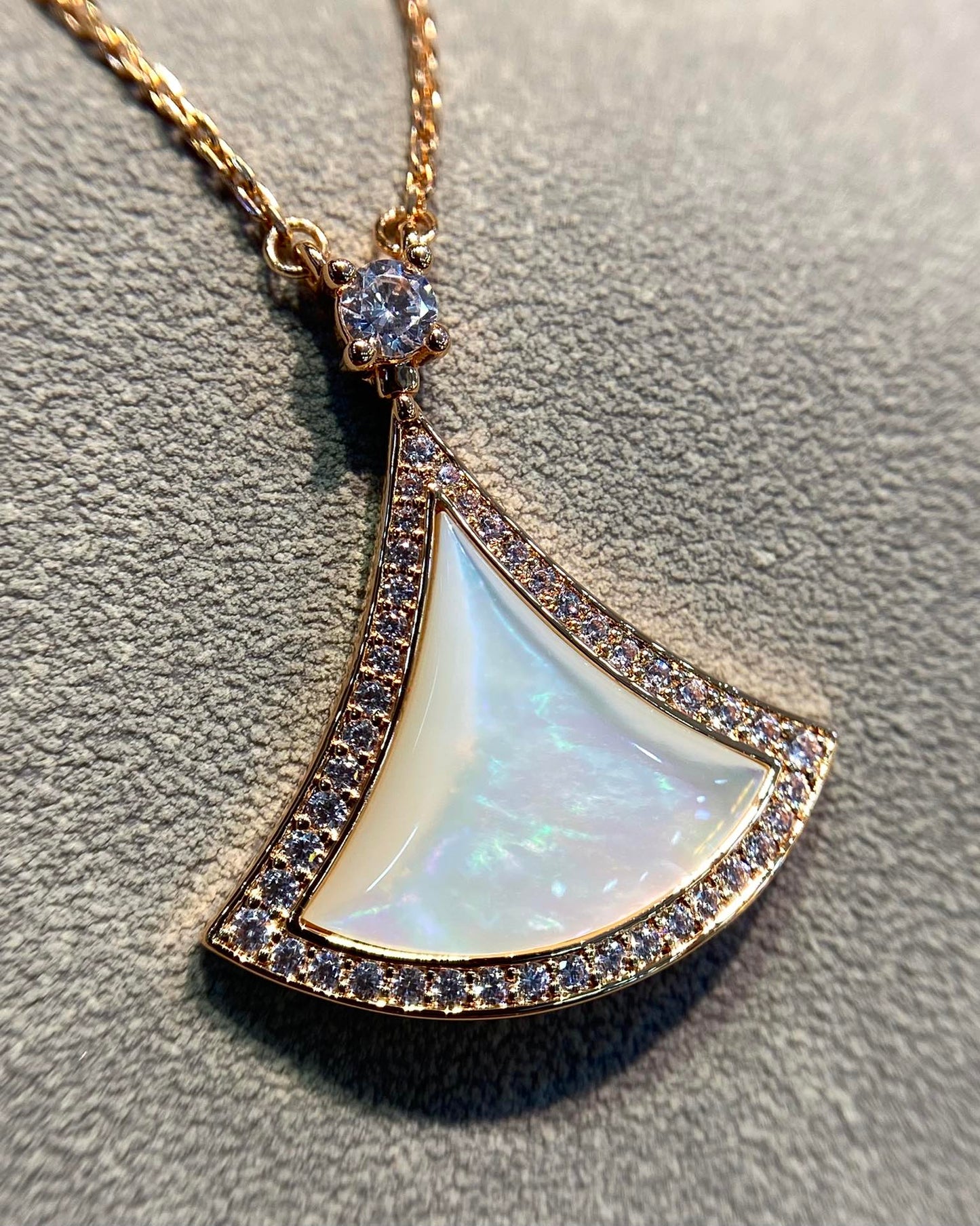 [Kincade Jewelrys]DREAM MOP DIAMOND PAVED PINK GOLD NECKLACE