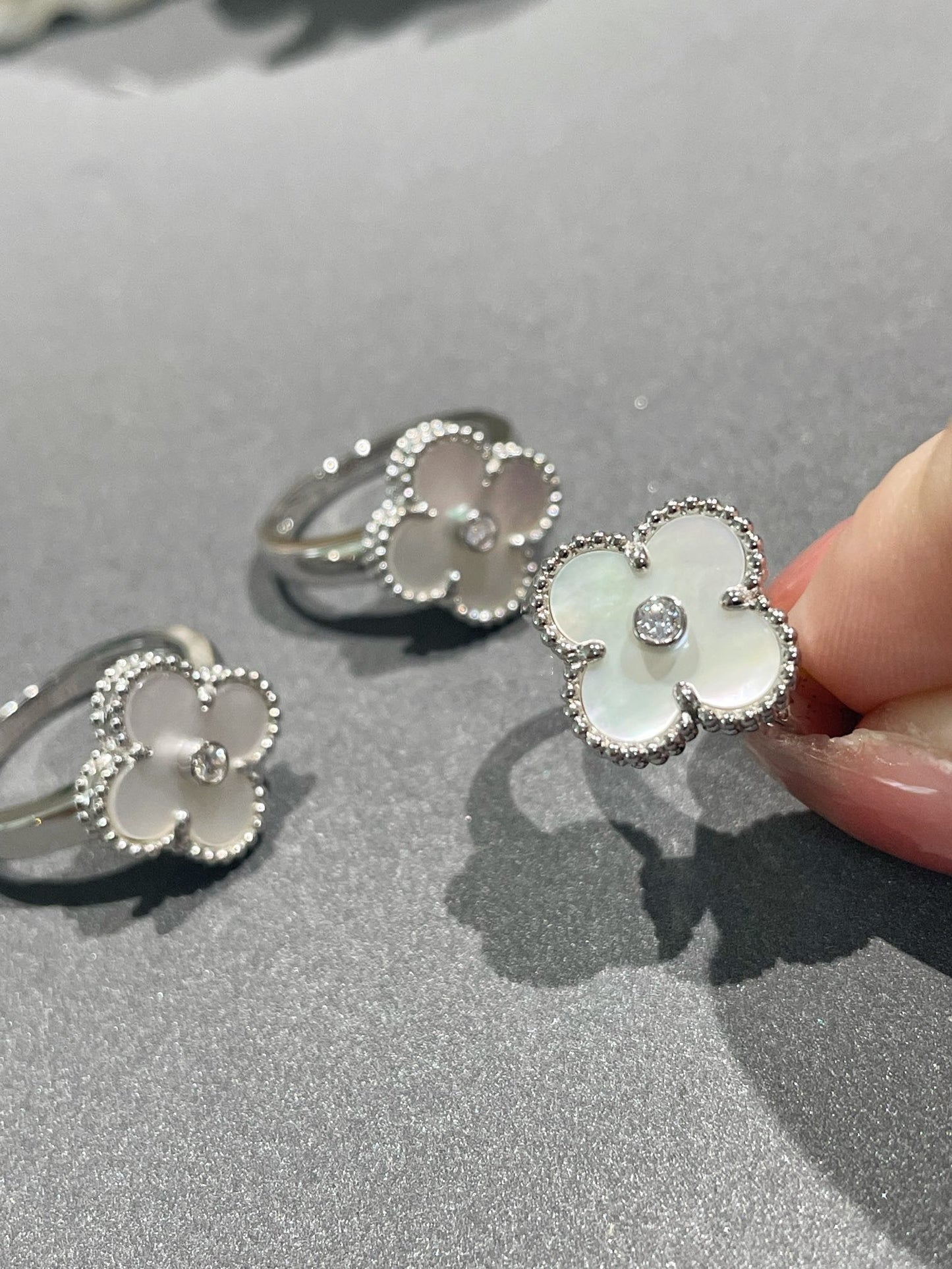 [Kincade Jewelrys]CLOVER SILVER MOP DIAMOND RING