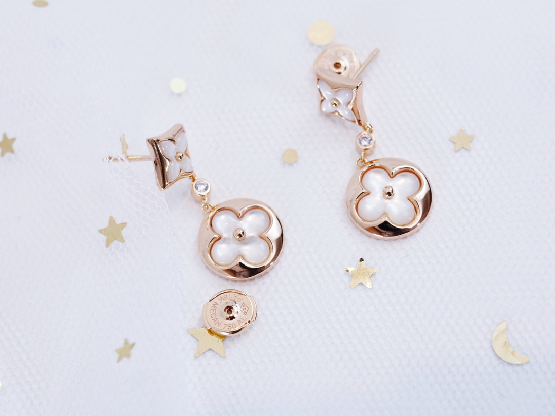[Kincade Jewelrys]STAR AND SUN PINK GOLD MOP DROP EARRINGS