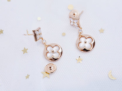 [Kincade Jewelrys]STAR AND SUN PINK GOLD MOP DROP EARRINGS