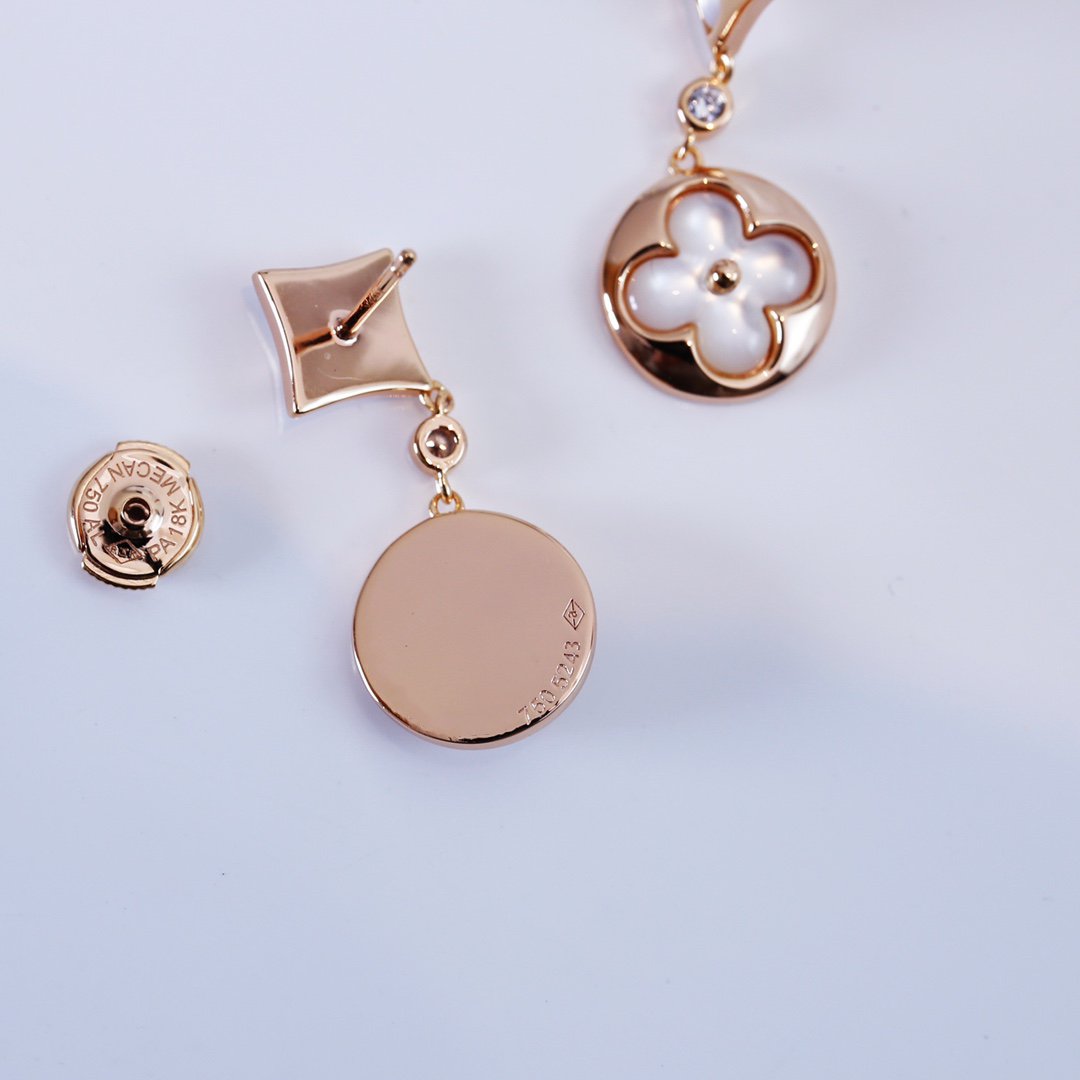 [Kincade Jewelrys]STAR AND SUN PINK GOLD MOP DROP EARRINGS