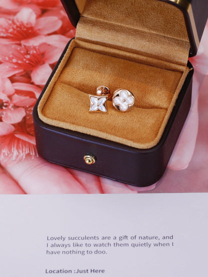 [Kincade Jewelrys]STAR AND SUN PINK GOLD MOP STUD EARRINGS