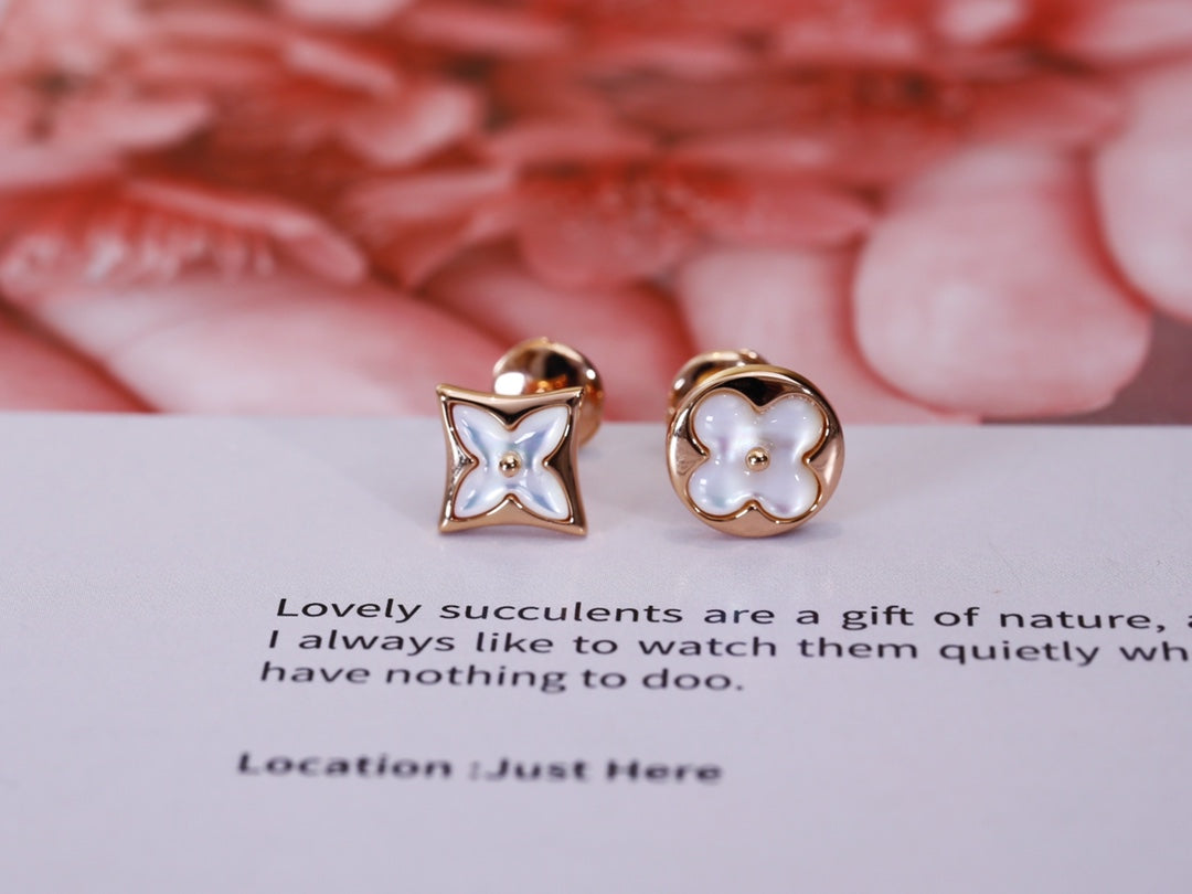 [Kincade Jewelrys]STAR AND SUN PINK GOLD MOP STUD EARRINGS