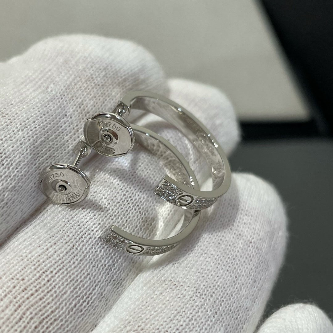 [Kincade Jewelrys]LOVE DIAMOND SILVER HOOP EARRINGS