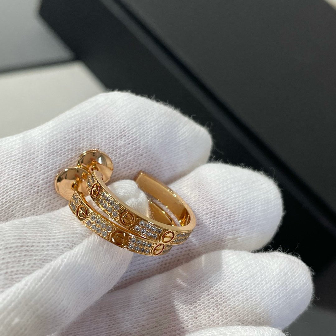 [Kincade Jewelrys]LOVE DIAMOND PINK GOLD HOOP EARRINGS