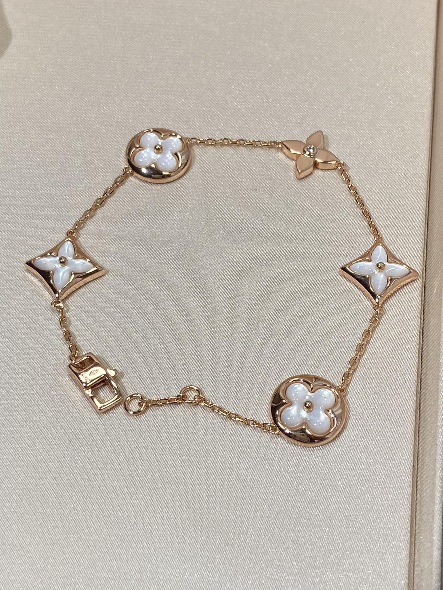 [Kincade Jewelrys]STAR AND SUN 5 MOTIF MOP PINK GOLD BRACELET