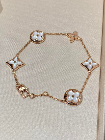 [Kincade Jewelrys]STAR AND SUN 5 MOTIF MOP PINK GOLD BRACELET