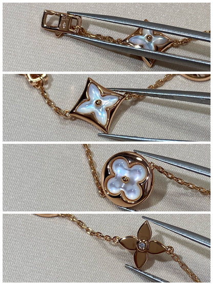 [Kincade Jewelrys]STAR AND SUN 5 MOTIF MOP PINK GOLD BRACELET