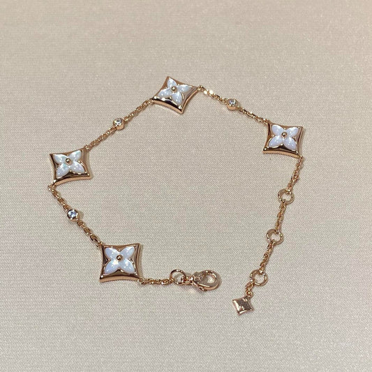 [Kincade Jewelrys]STAR 4 MOTIF MOP DIAMOND PINK GOLD BRACELET