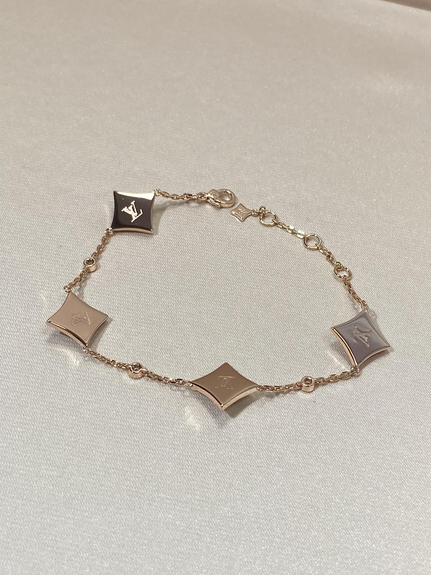 [Kincade Jewelrys]STAR 4 MOTIF MOP DIAMOND PINK GOLD BRACELET