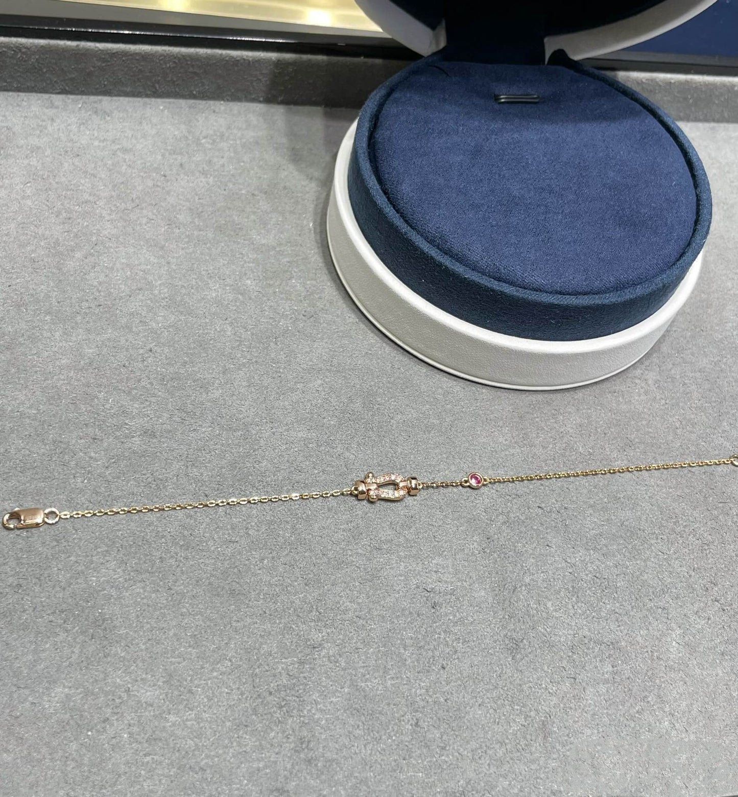 [Kincade Jewelrys]FORCE 10 DIAMOND CHAIN LINK PINK GOLD BRACELET