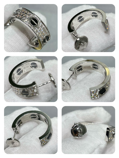 [Kincade Jewelrys]LOVE CERAMIC DIAMOND PAVED SILVER EARRINGS