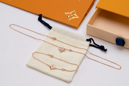[Kincade Jewelrys]STAR PINK MOP 1 DIAMOND PINK GOLD NECKLACE