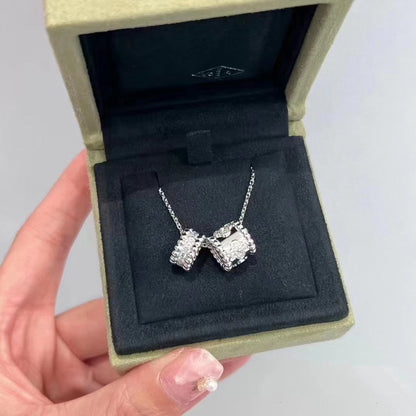 [Kincade Jewelrys]PERLEE DOUBLE PENDANT SILVER DIAMOND NECKLACE