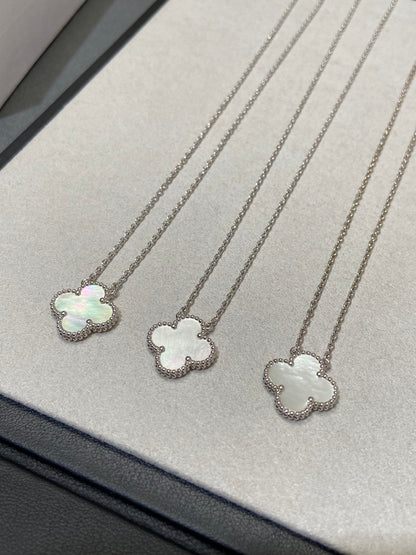[Kincade Jewelrys]CLOVER MEDIUM SILVER WHITE MOP NECKLACE