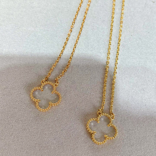 [Kincade Jewelrys]CLOVER ROCK CRYSTAL ROSE GOLD NECKLACE
