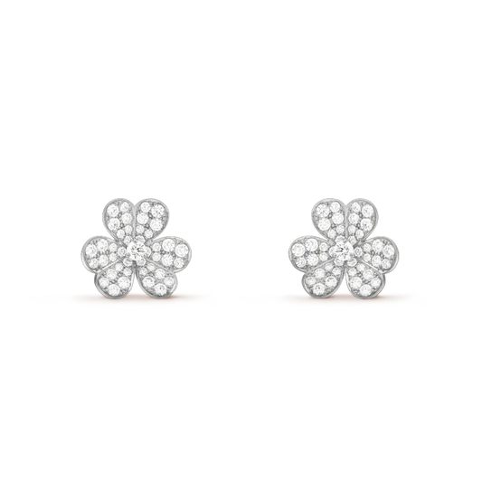 [Kincade Jewelrys]CLOVER COMOS DIAMOND EARRINGS SILVER