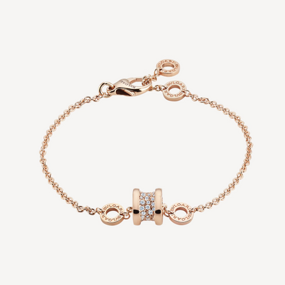 [Kincade Jewelrys]ZERO 1 SOFT PINK GOLD WITH PAVED DIAMONDS ON THE SPIRAL BRACELET