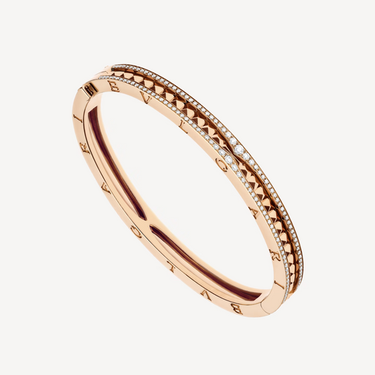 [Kincade Jewelrys]ZERO 1 SPIRAL AND PAVED DIAMOND PINK GOLD BRACELET