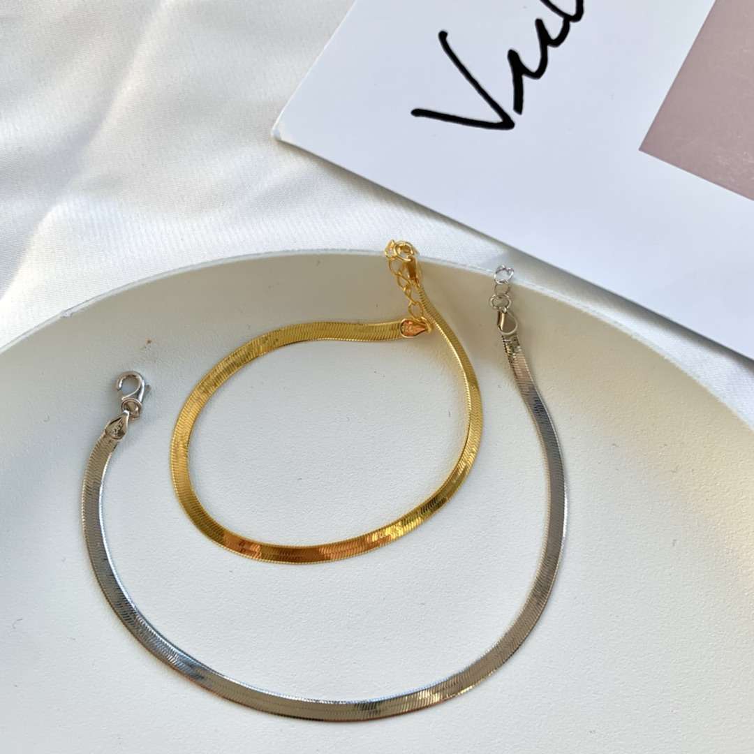 [Kincade Jewelrys]Flat Snake Bone Chain Blade Necklace